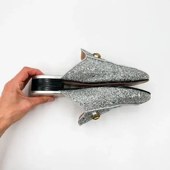Gucci Horsebit Princetown Glitter Mules Loafers Flats EU 39 US 9 - Picture 9 of 13